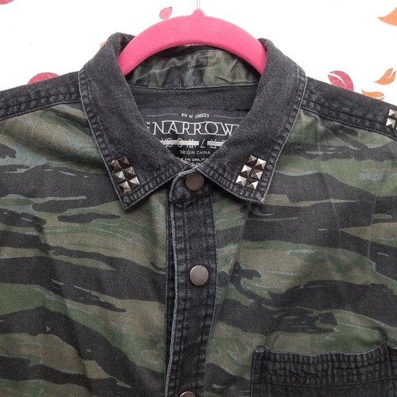THE NARROWS Black & Green Camo Print Men's Jacket Sz Medium - Picture 6 of 7